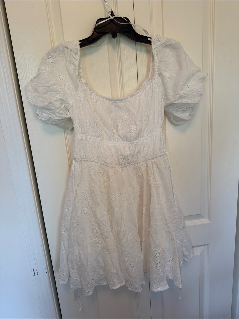 Francesca's White Floral Eyelet Mini Dress